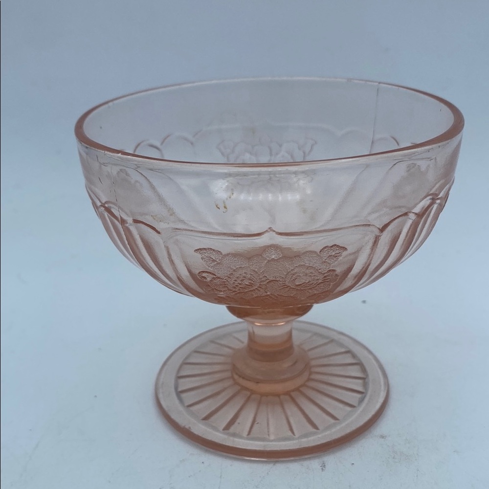 VTG Mayfair pink low sherbet dish open Rose design footed 4”